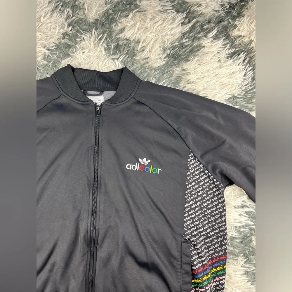 Adidas Men's Adicolor Black Series BK5 Vinci Full Zip Jacket Size Large
